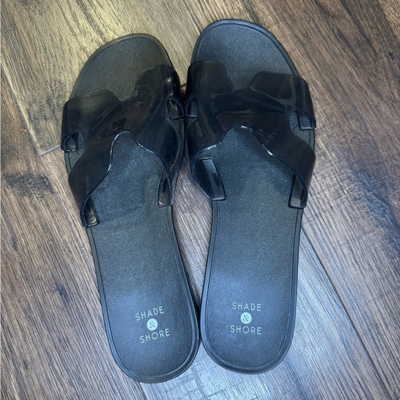 Shade&Shore black jelly Bonnie slide sandals size 8 - Picture 3 of 5